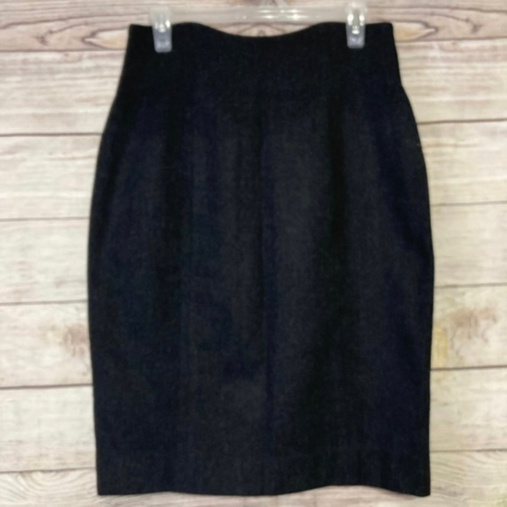 Lavantino Wool Pencil Skirt Size 10 Black Vintage Lined NWT Classic Deadstock